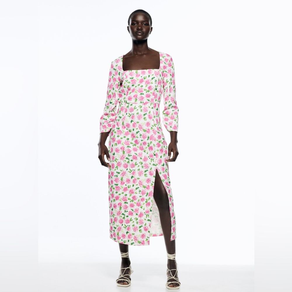 ZARA Square Neck Floral Print Dress Size XS
